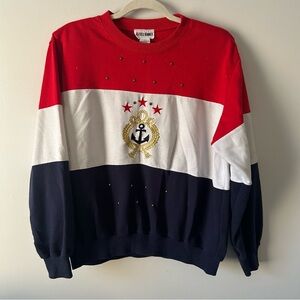 Vintage Alfred Dunner nautical patriotic crew neck